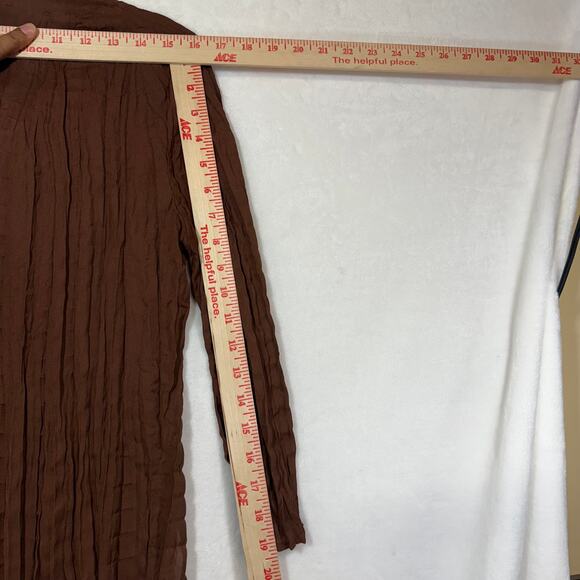 Faded Glory M Brown 3/4 Top Boho Whimsygoth Summer Cottage Fairy Sequin Plisse - Picture 7 of 10